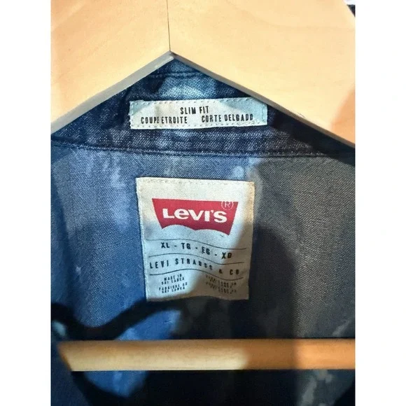 Levis Reworked Custom Tie Dye Denim Western Snap Shirt Bleach Wash XL Festival - Picture 11 of 12